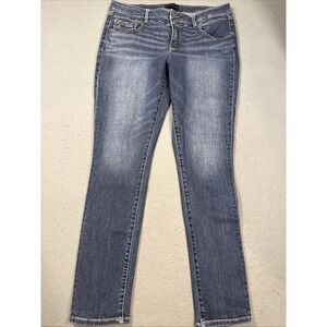 JEANS Buckle Black  Womens 33x32 Blue Denim SKINNY Whiskering stretch